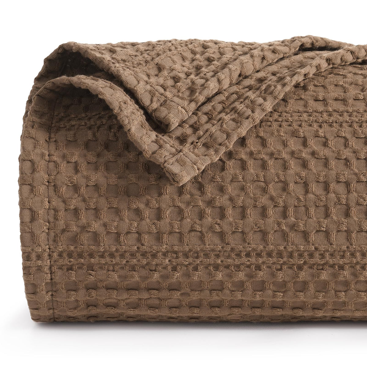 PHF Lightweight Waffle Weave Blanket Queen Size 90"x 90", Soft Woven All‑Season Blanket for Hot Sleepers - Aesthetic Home Decor for Couch Bed Sofa, Pet Friendly, Natural/Linen