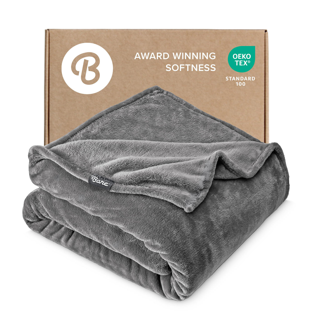 Bare Home Fleece Blanket Luxury Microplush (Full/Queen, Grey)
