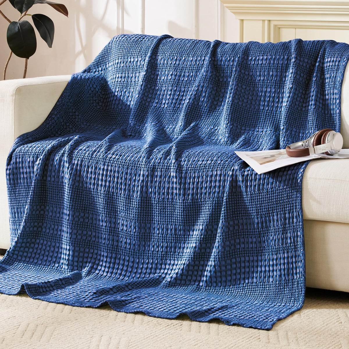 Light Waffle Weave Blanket 45x60, Small Breathable Blanket Throw for Couch