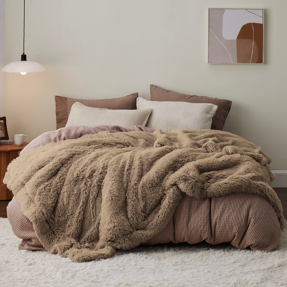 Bedsure Faux Fur Fluffy Fleece Sherpa Blanket Couch Throw Grey 50"x60"