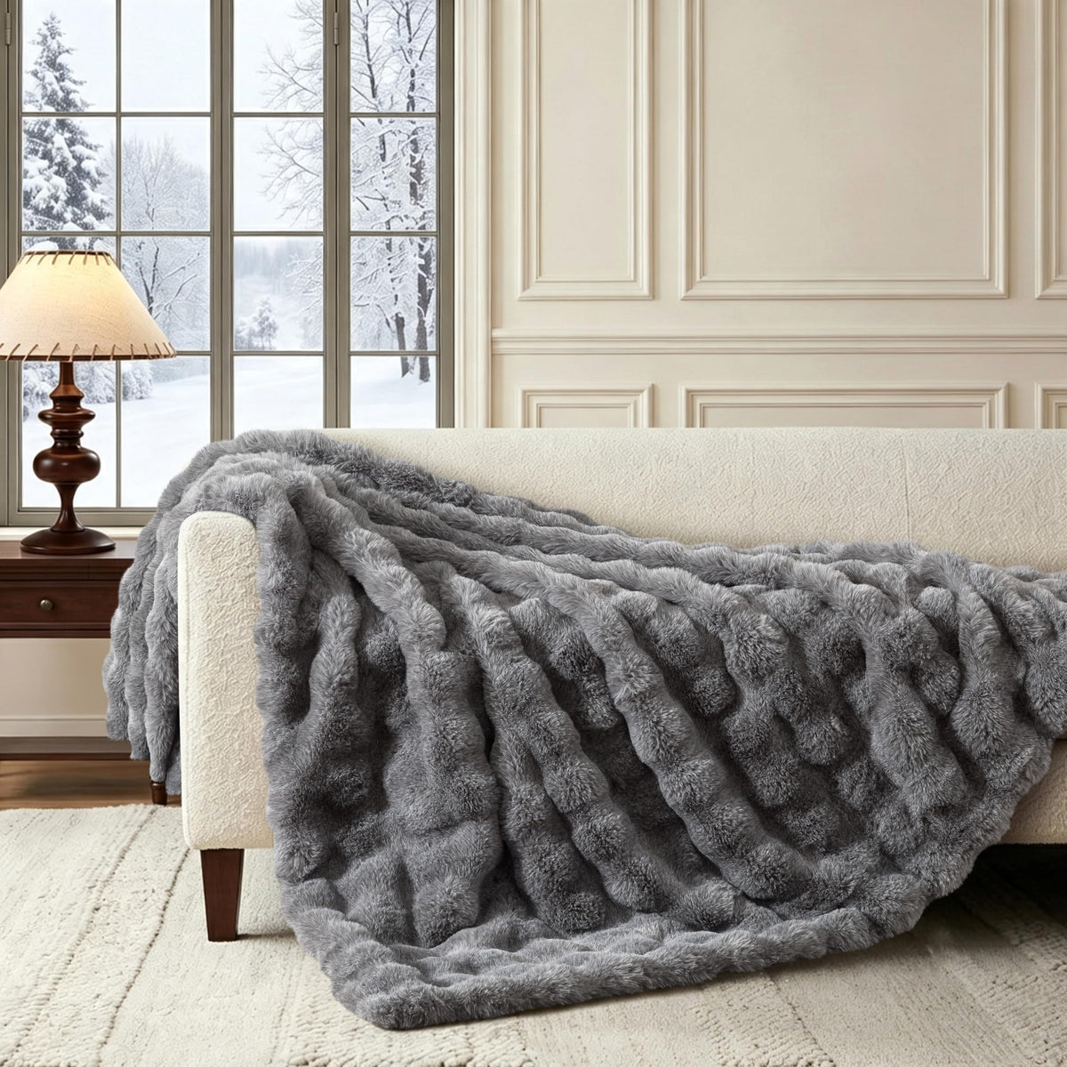 WDCOZY Cheetah Leopard Print Bubble Throw Blanket, Luxury Faux Rabbit Fur Mink Plush Throw for Couch, Sofa and Bed, Soft Fluffy Fuzzy Cozy Blanket for Women, 50x60 inches, Chocolate Brown, 950 GSM