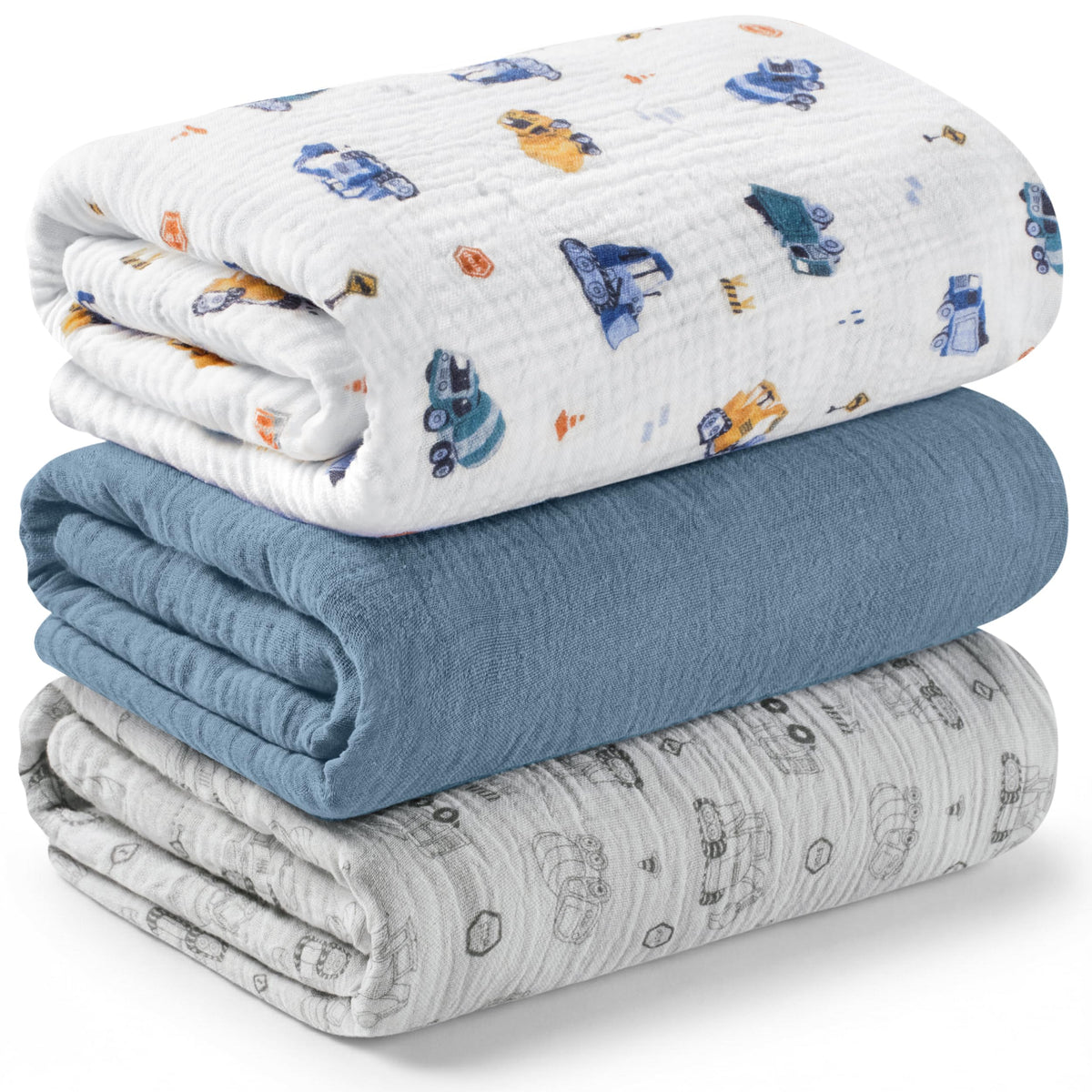 3pk Muslin Swaddle Blankets for Newborns Boys, Girls (Flora Vale, 47x47)