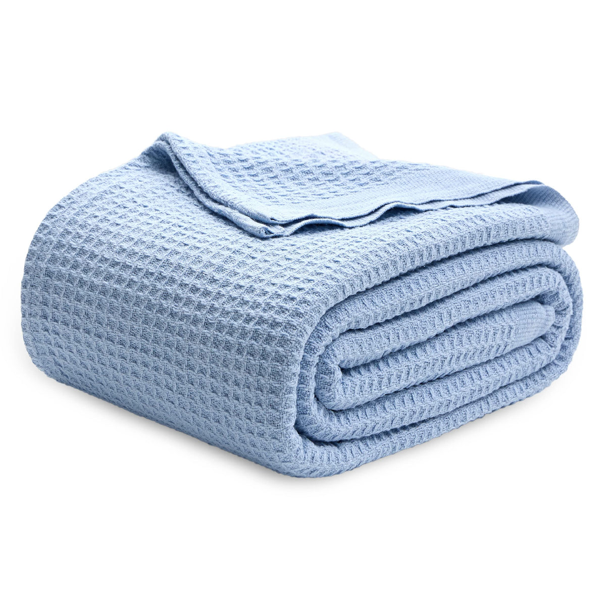 Bedsure 100% Cotton Throw Blanket for Couch, Waffle Weave, White, 50"x70"