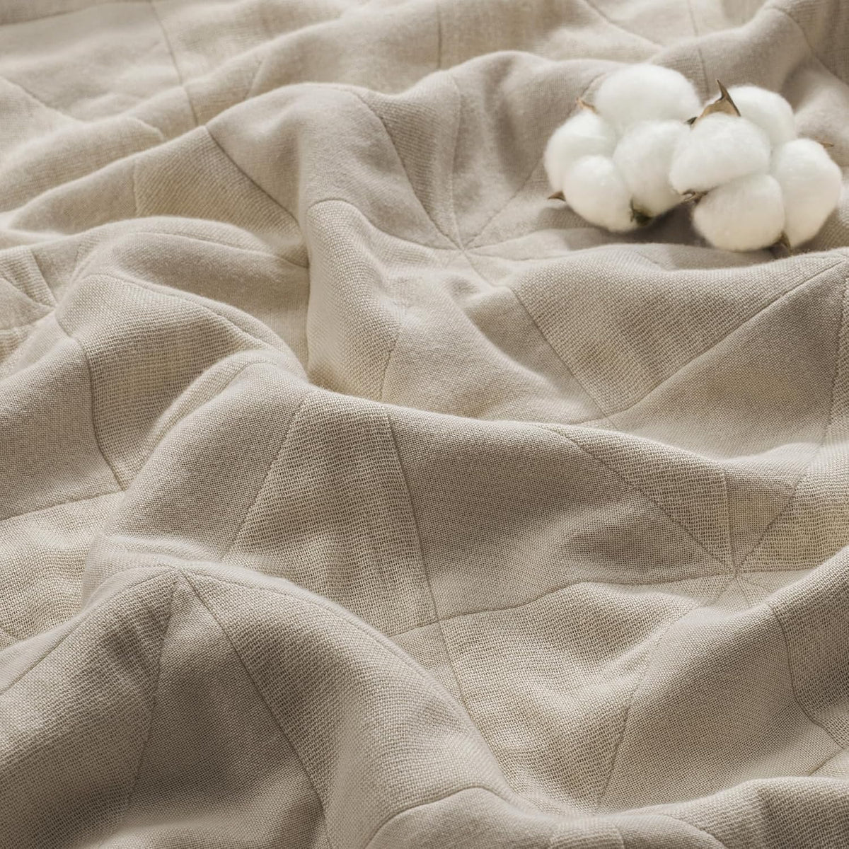 Exclusivo Mezcla 4-Layer 100% Cotton Muslin Queen Size Blanket, Khaki