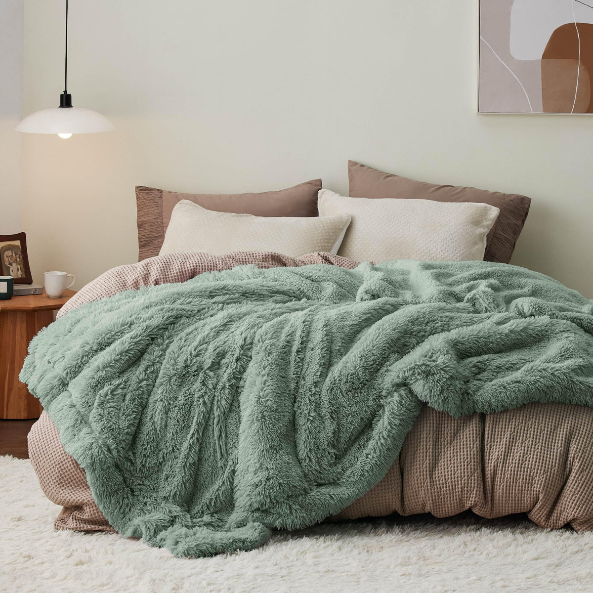 Bedsure Faux Fur Fluffy Fleece Sherpa Blanket Couch Throw Grey 50"x60"