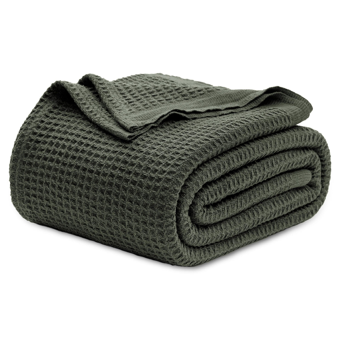 Bedsure 100% Cotton Throw Blanket for Couch, Waffle Weave, White, 50"x70"