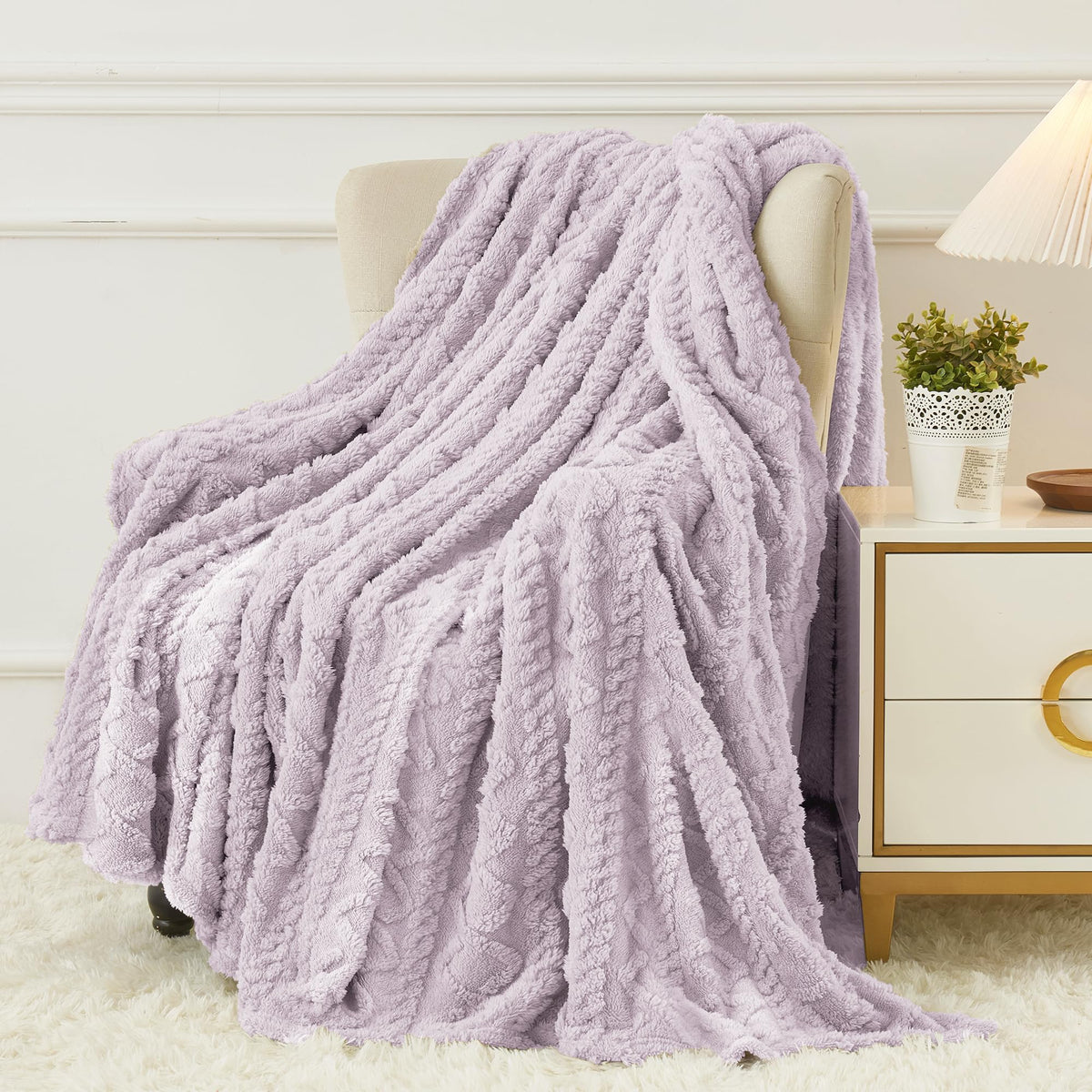 Aganear Fleece Throw Blanket for Couch, Fall Boho Blankets,50"x60" Khaki