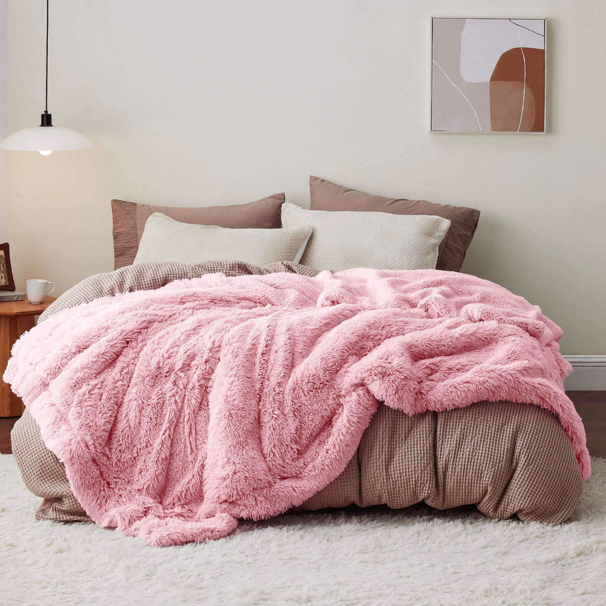 Bedsure Faux Fur Fluffy Fleece Sherpa Blanket Couch Throw Grey 50"x60"