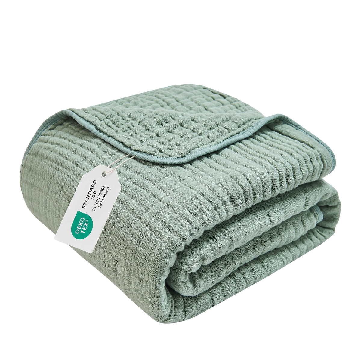 VANJOROY Muslin Throw Blanket for Adults, 100% Cotton 9-Layer 50x70, Beige