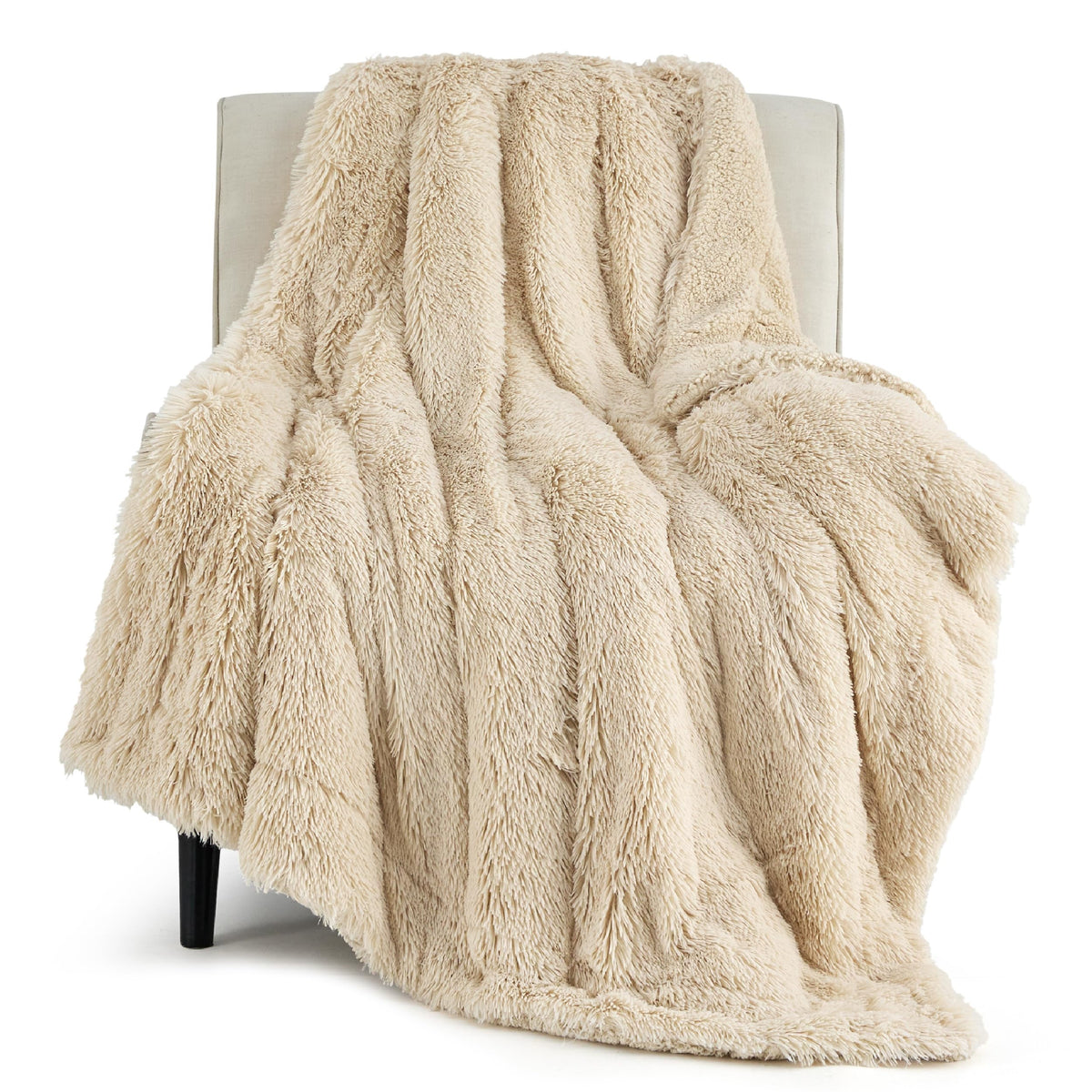 Bedsure Faux Fur Fluffy Fleece Sherpa Blanket Couch Throw Grey 50"x60"