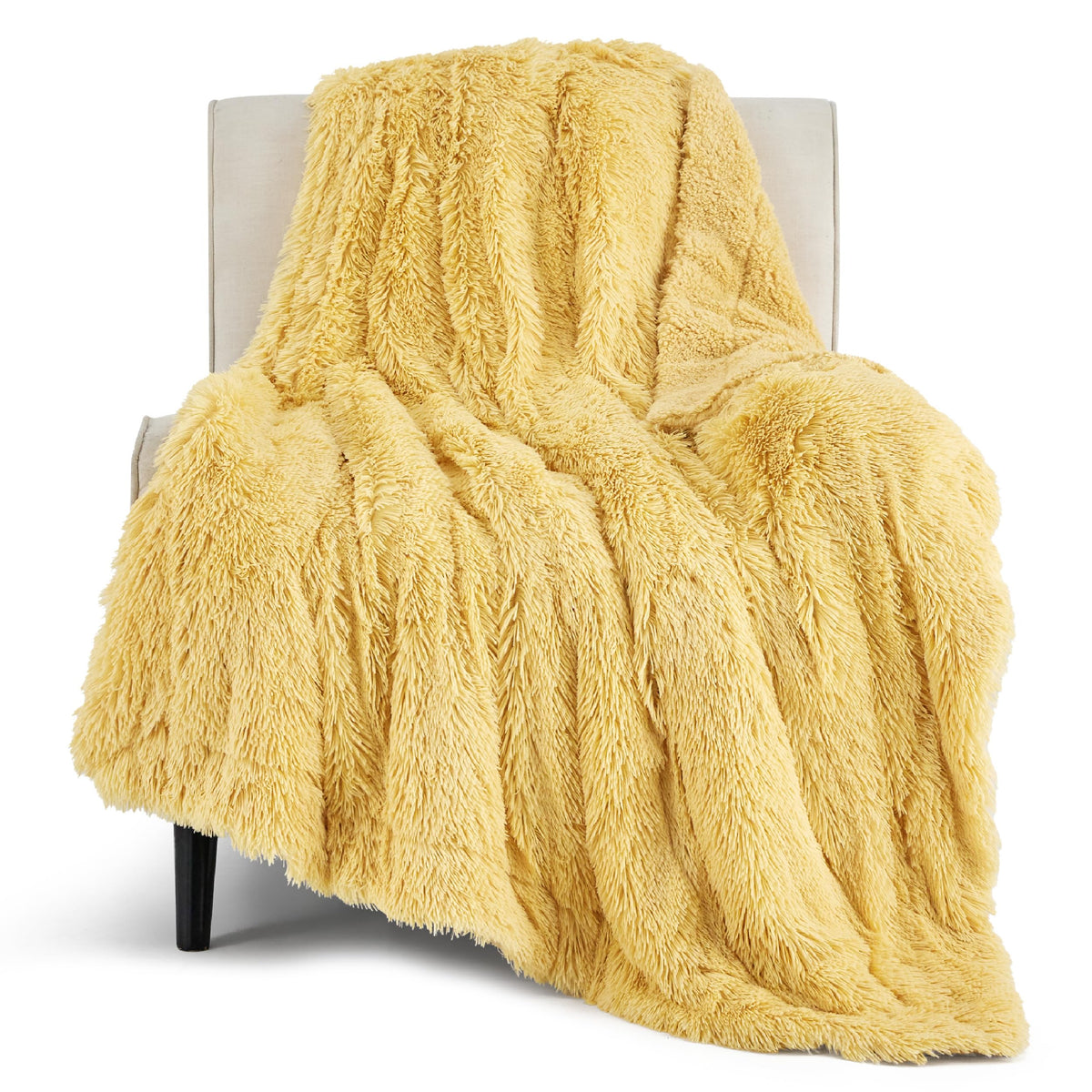 Bedsure Faux Fur Fluffy Fleece Sherpa Blanket Couch Throw Grey 50"x60"