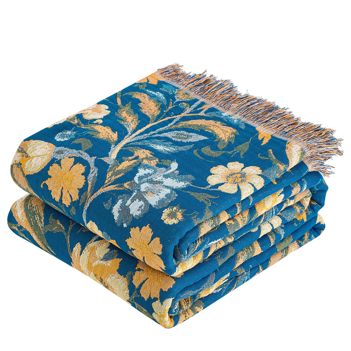 VANJOROY Boho Throw Blanket, 100% Organic Cotton 50x60 for Couch Bed, Beige
