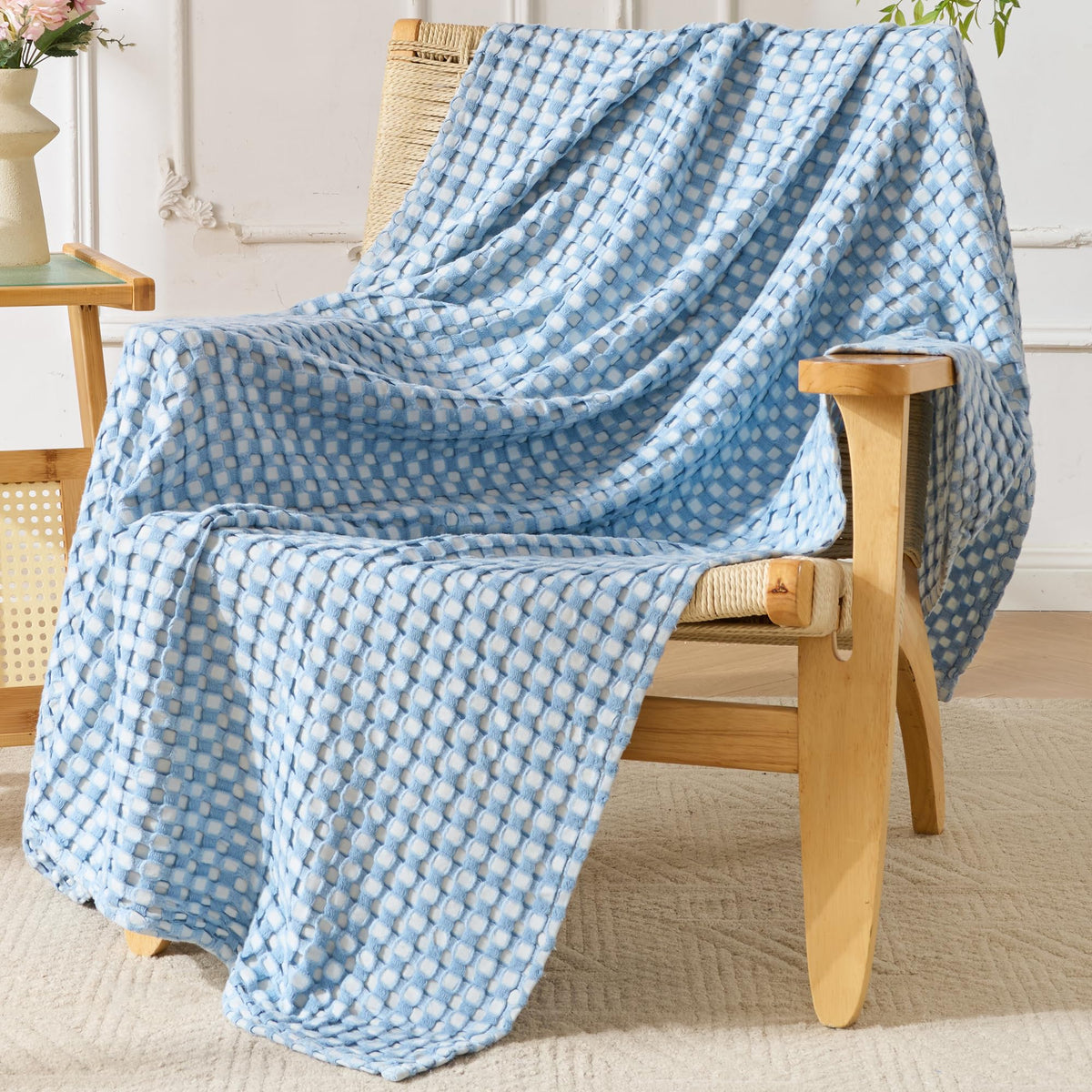 Light Waffle Weave Blanket 45x60, Small Breathable Blanket Throw for Couch