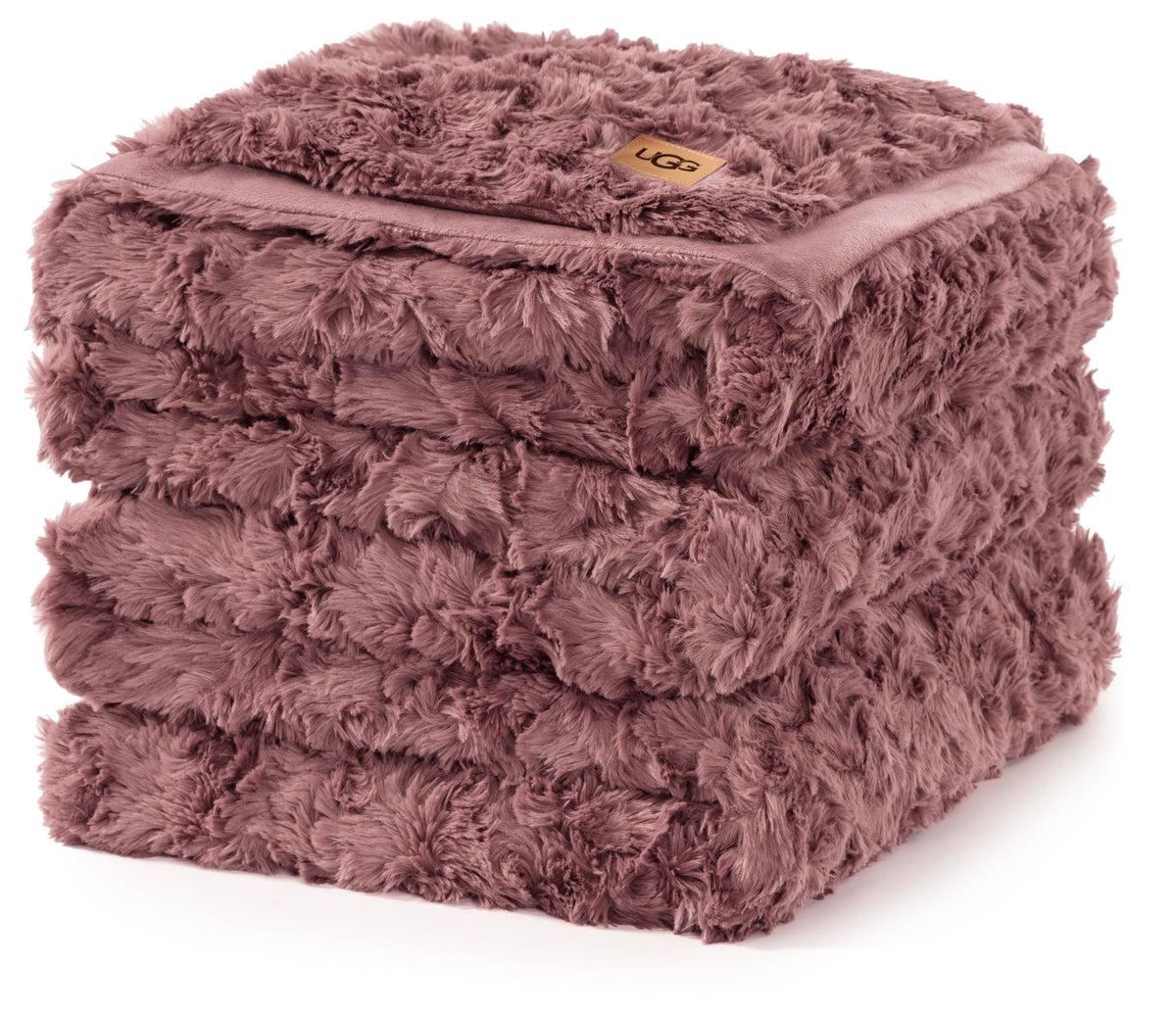 UGG Adalee Throw Blanket for Sofa, Faux Fur Blanket, 50" x 70", Seal Grey