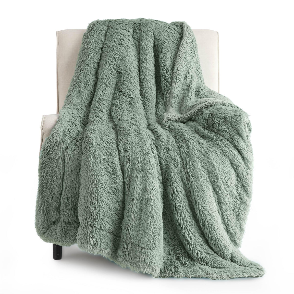 Bedsure Faux Fur Fluffy Fleece Sherpa Blanket Couch Throw Grey 50"x60"