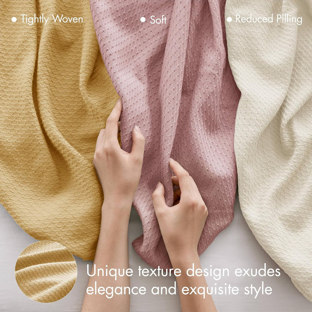 Madison Park 100% Egyptian Cotton Summer Blanket Full Queen Size Mustard