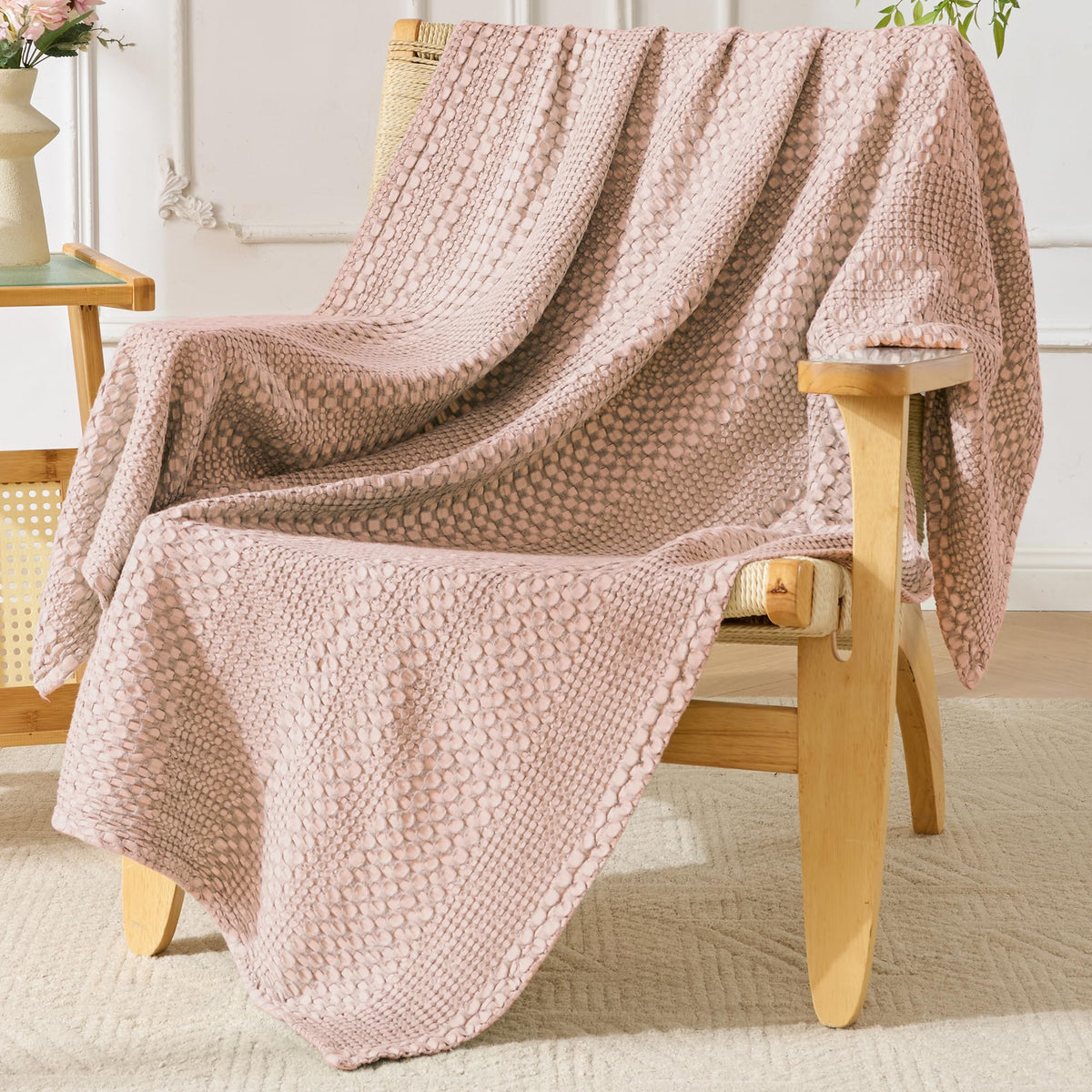 Light Waffle Weave Blanket 45x60, Small Breathable Blanket Throw for Couch