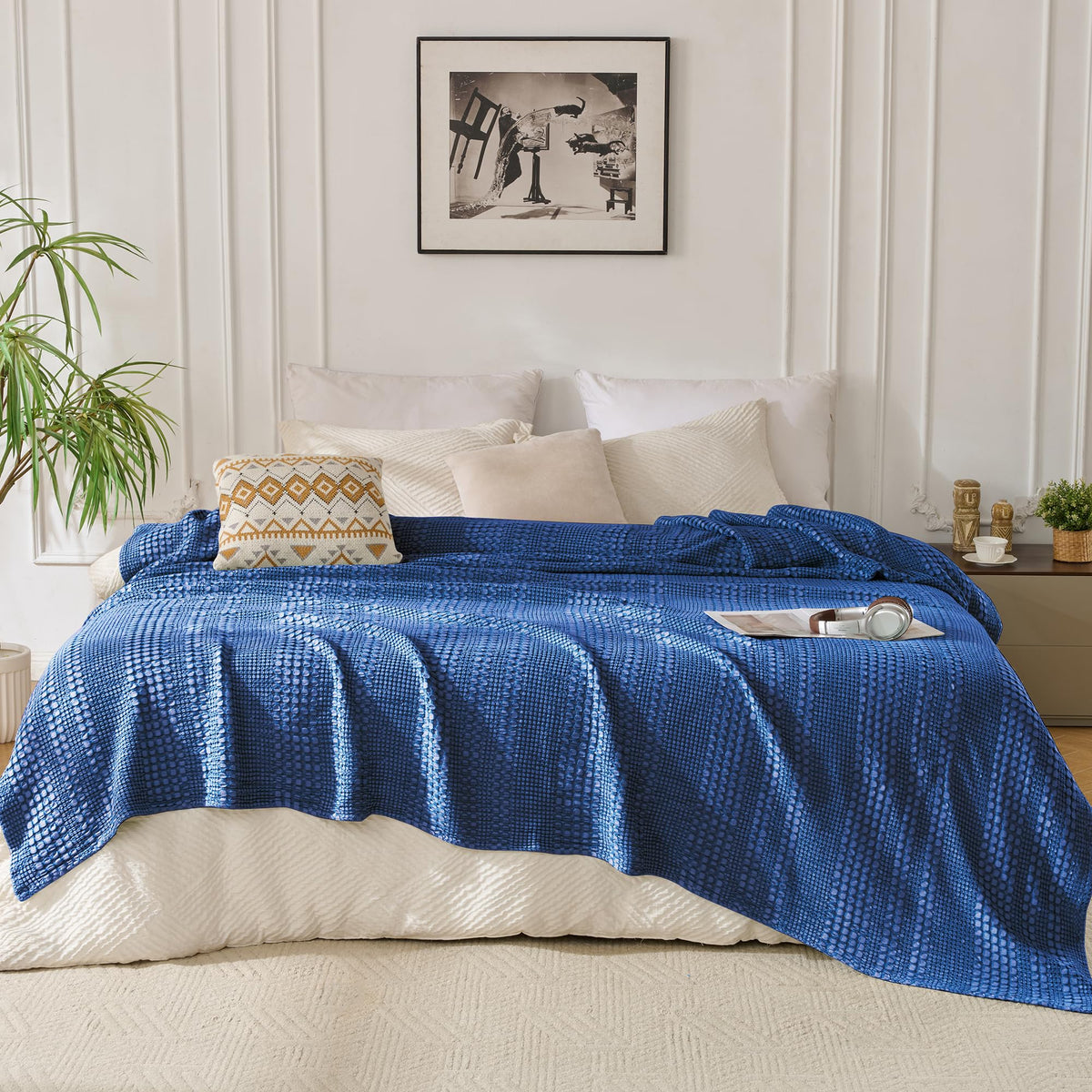Light Waffle Weave Blanket 45x60, Small Breathable Blanket Throw for Couch