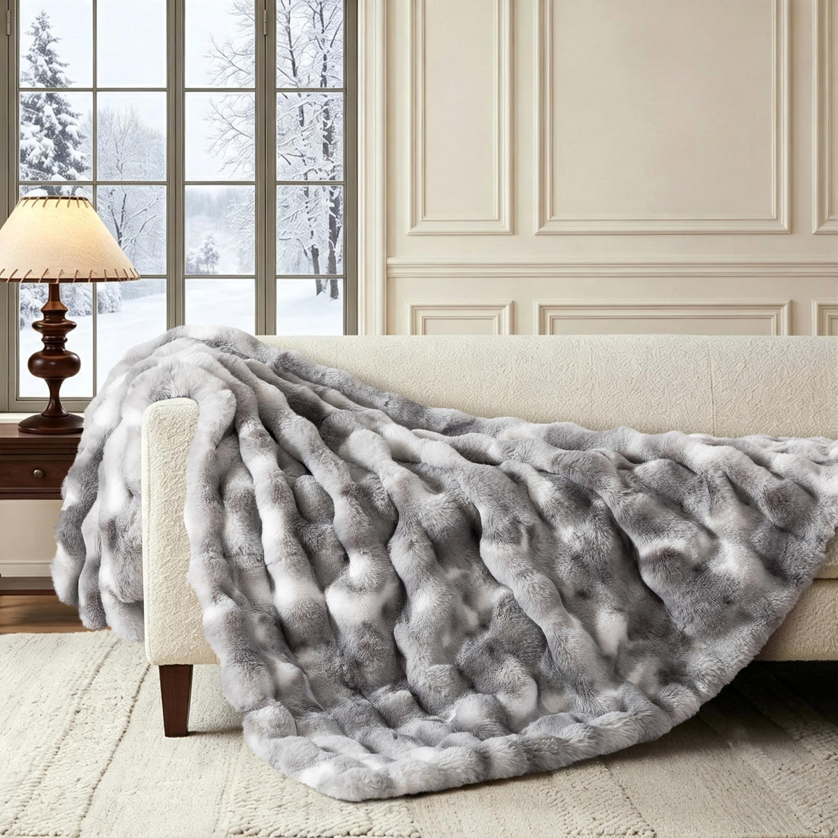 WDCOZY Cheetah Leopard Print Bubble Throw Blanket, Luxury Faux Rabbit Fur Mink Plush Throw for Couch, Sofa and Bed, Soft Fluffy Fuzzy Cozy Blanket for Women, 50x60 inches, Chocolate Brown, 950 GSM
