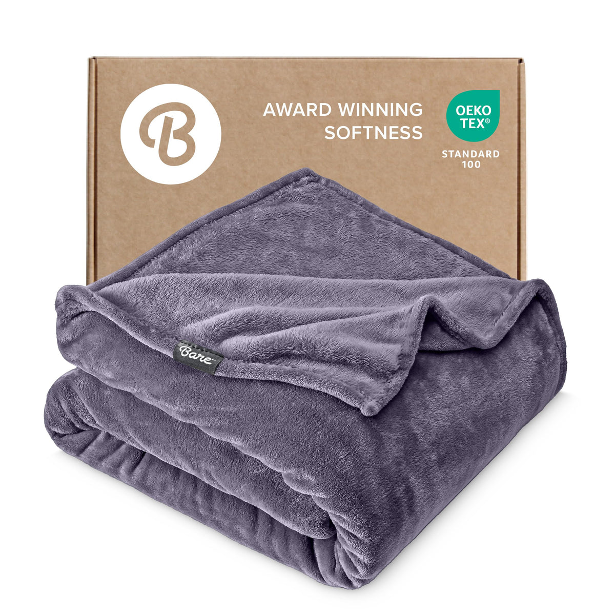 Bare Home Fleece Blanket Luxury Microplush (Full/Queen, Grey)