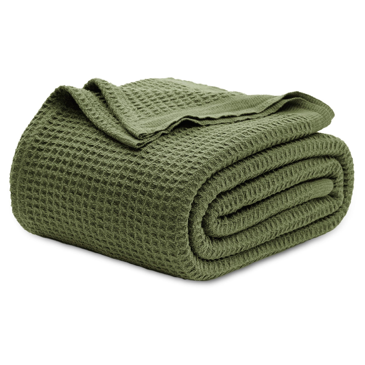 Bedsure 100% Cotton Throw Blanket for Couch, Waffle Weave, White, 50"x70"