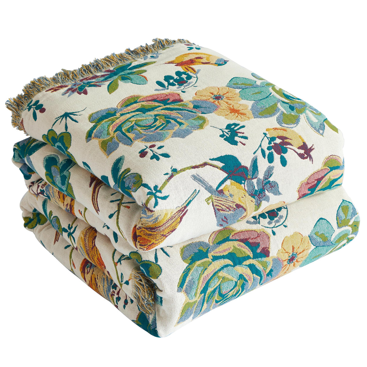 Boho Throw Blanket for Bed 50”x60”, 100% Cotton Blanket for Couch Sofa