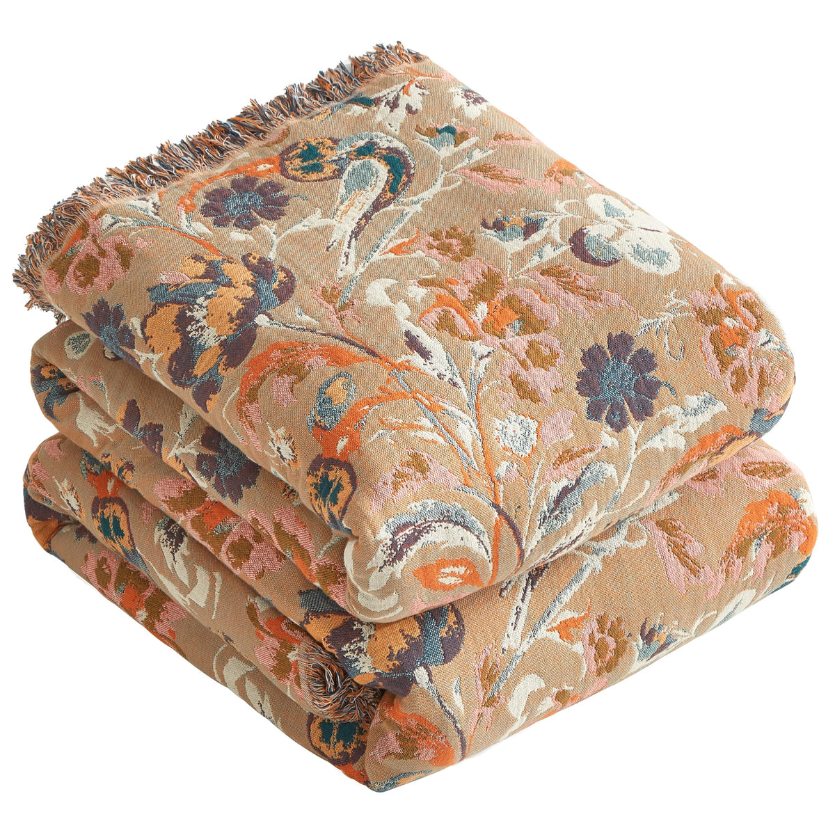 Boho Throw Blanket for Bed 50”x60”, 100% Cotton Blanket for Couch Sofa
