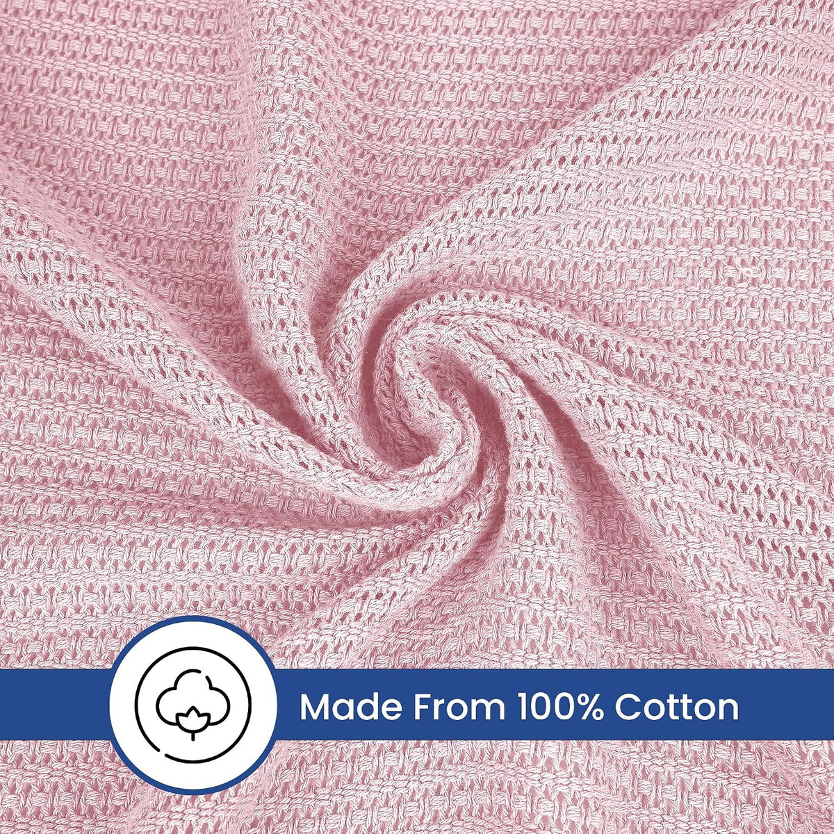 Linteum 100% Cotton Open-Cell Leno Weave Blanket — Breathable All Season — Queen 90x90 — Rose