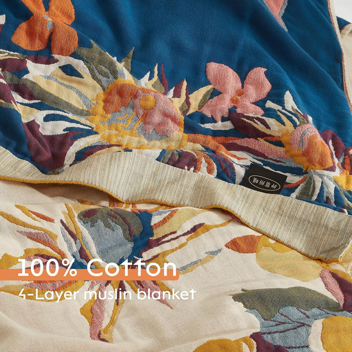 Boho Throw Blanket for Bed 50”x60”, 100% Cotton Blanket for Couch Sofa
