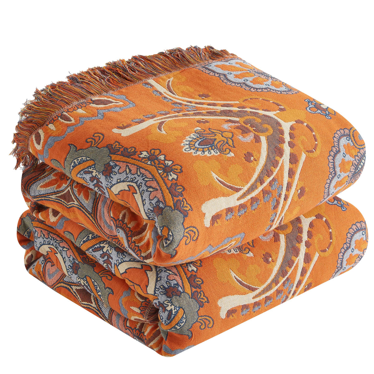 Boho Throw Blanket for Bed 50”x60”, 100% Cotton Blanket for Couch Sofa