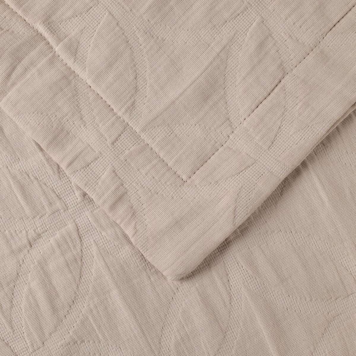 SUPERIOR Cotton 3-Piece Bedspread Set, 1 Medium Weight Bedspread, 2 Pillow Shams, Home Bed Decor, Warm Bedding, Matelasse Woven Oversized Blanket, Geometric Circles, Serenity Collection, King, Linen